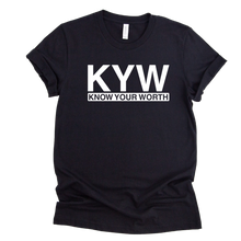 Load image into Gallery viewer, Know Your Worth T-shirt (Black/White)