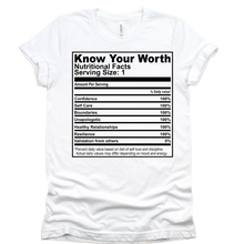 Load image into Gallery viewer, Know Your Worth Nutrition Facts (Black)
