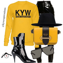 Load image into Gallery viewer, Know Your Worth Statement Sweatshirt (Gold/Black)
